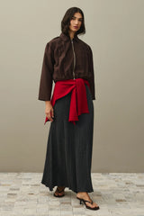 Çok Pileli Ceket Acı Kahve