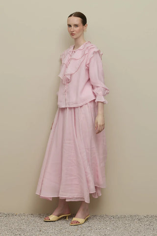 Çok Volanlı Gömlek Açık Pembe