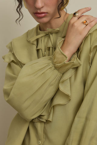 Çok Volanlı Gömlek Mint