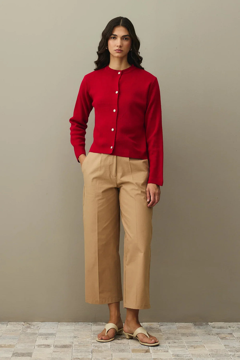 Crop Cardigan Red