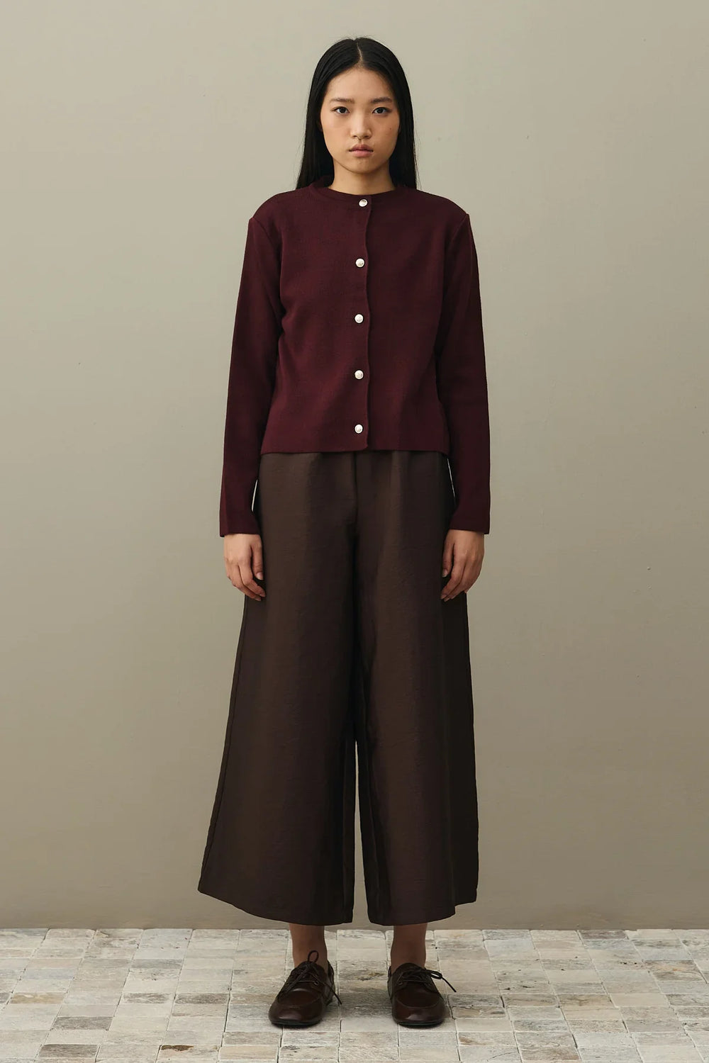Crop Cardigan Dark Burgundy