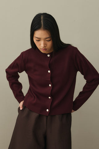 Crop Hırka Koyu Bordo