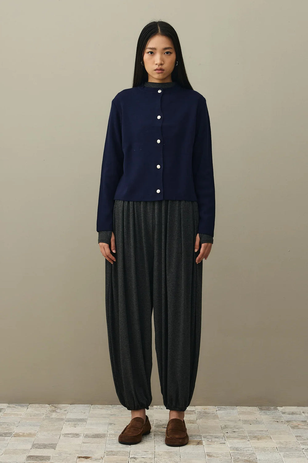 Crop Cardigan Navy Blue