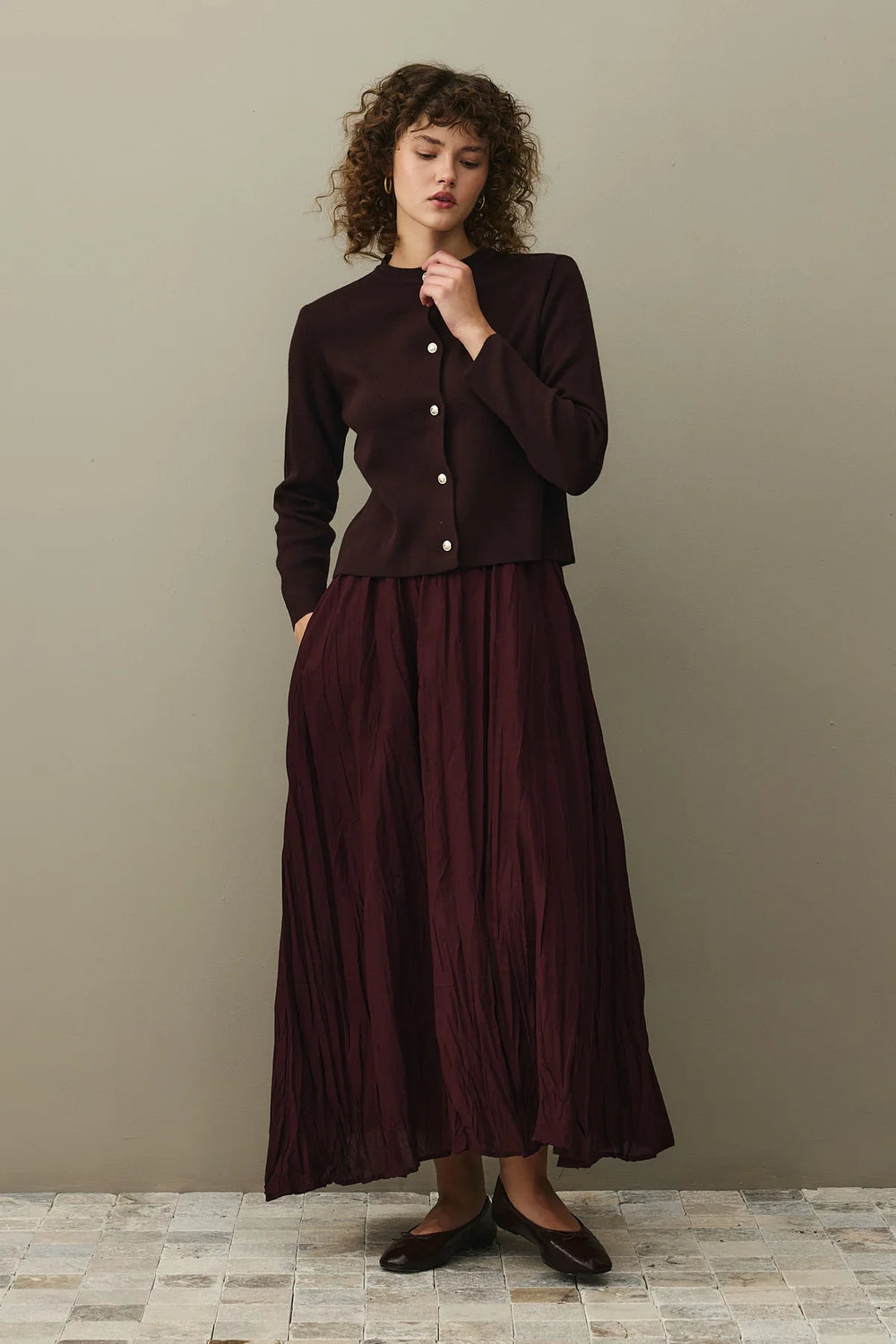 Crop Cardigan Plum