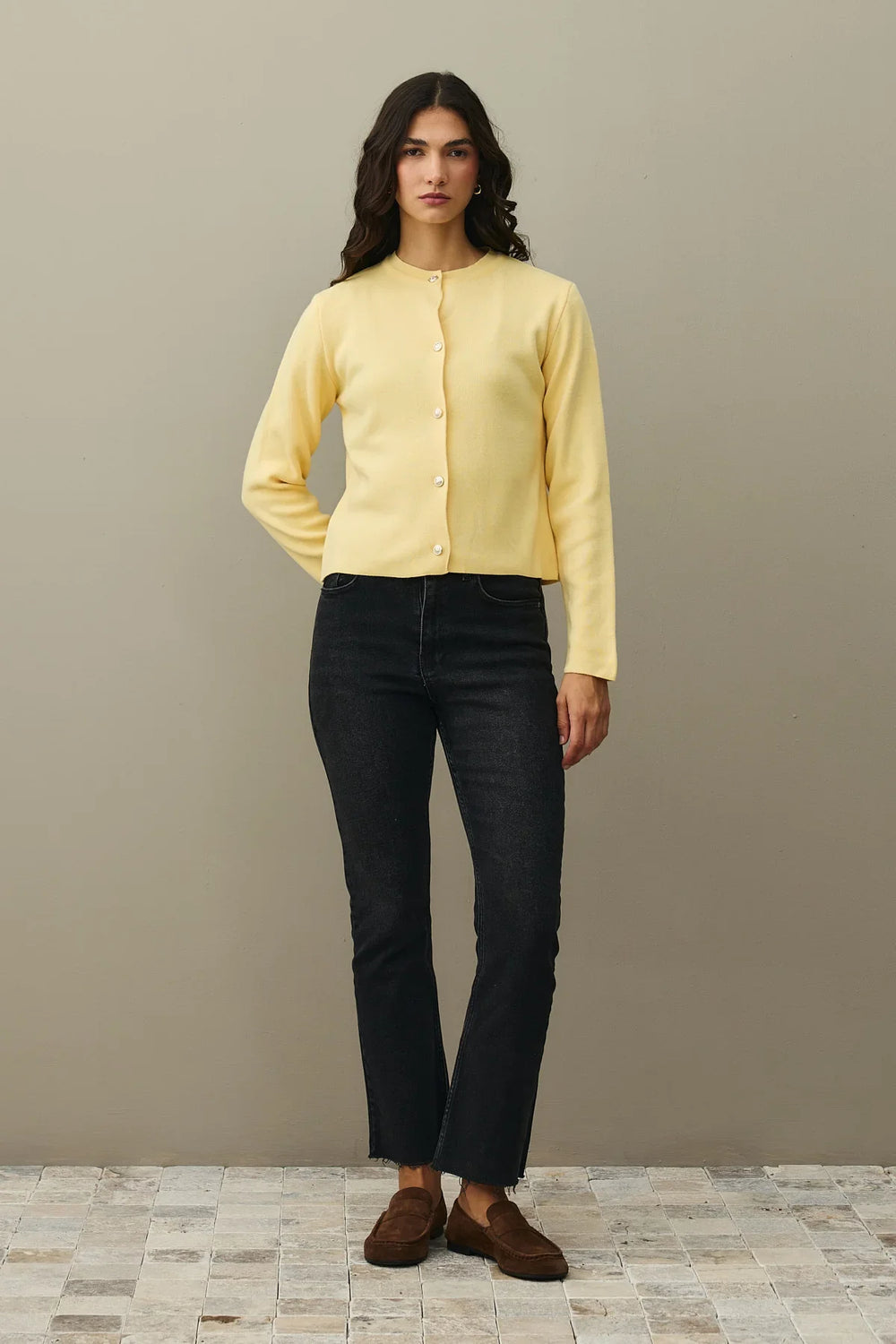 Crop Cardigan Yellow