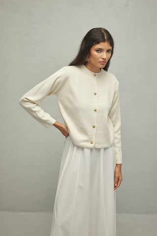 Crop Hırka Vanilya - Fahhar Design