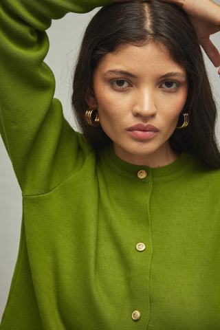 Crop Hırka Yağ Yeşili - Fahhar Design