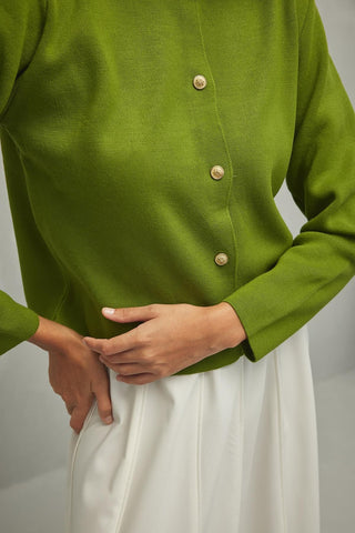 Crop Hırka Yağ Yeşili - Fahhar Design