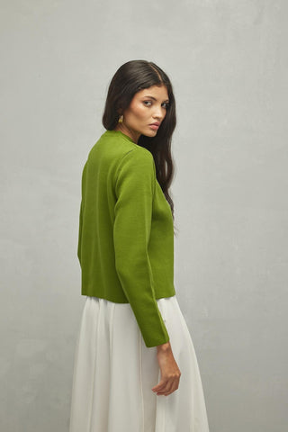 Crop Hırka Yağ Yeşili - Fahhar Design