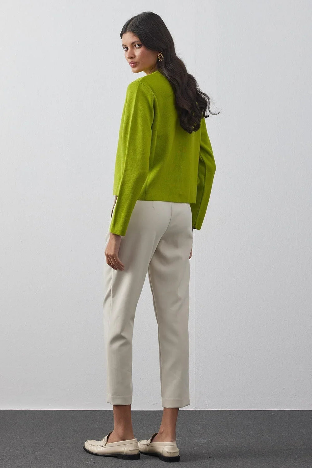 Crop Cardigan Green