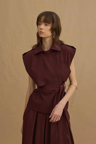 Crop Yelek Bordo - Fahhar Design