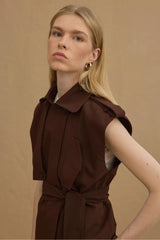 Crop Yelek Kahverengi