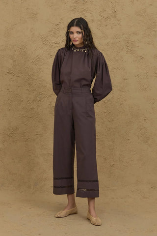 Culotte Kesim Pamuk Pantolon Kahverengi - Fahhar Design