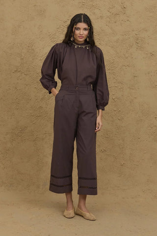 Culotte Kesim Pamuk Pantolon Kahverengi - Fahhar Design