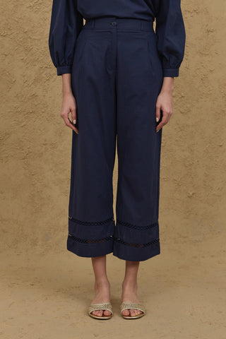 Culotte Kesim Pamuk Pantolon Lacivert