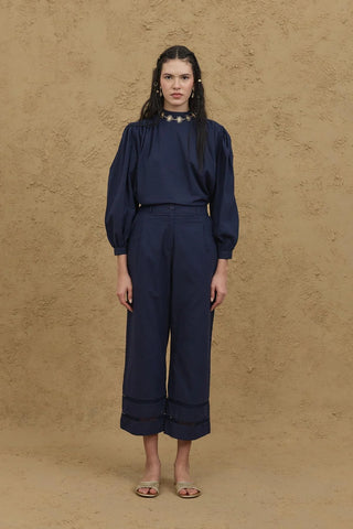 Culotte Kesim Pamuk Pantolon Lacivert - Fahhar Design
