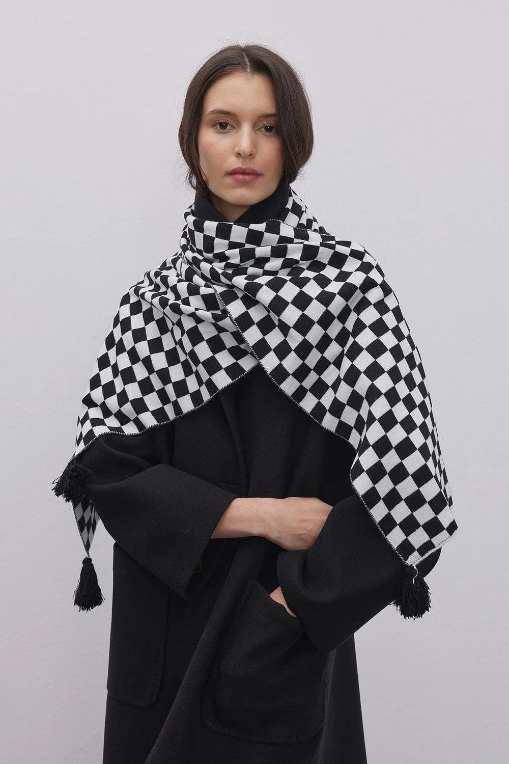 Checkered Scarf Black