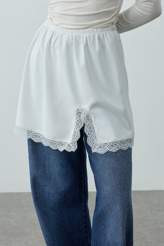 Dantel Şeritli Etekli Bel Aksesuarı Ekru