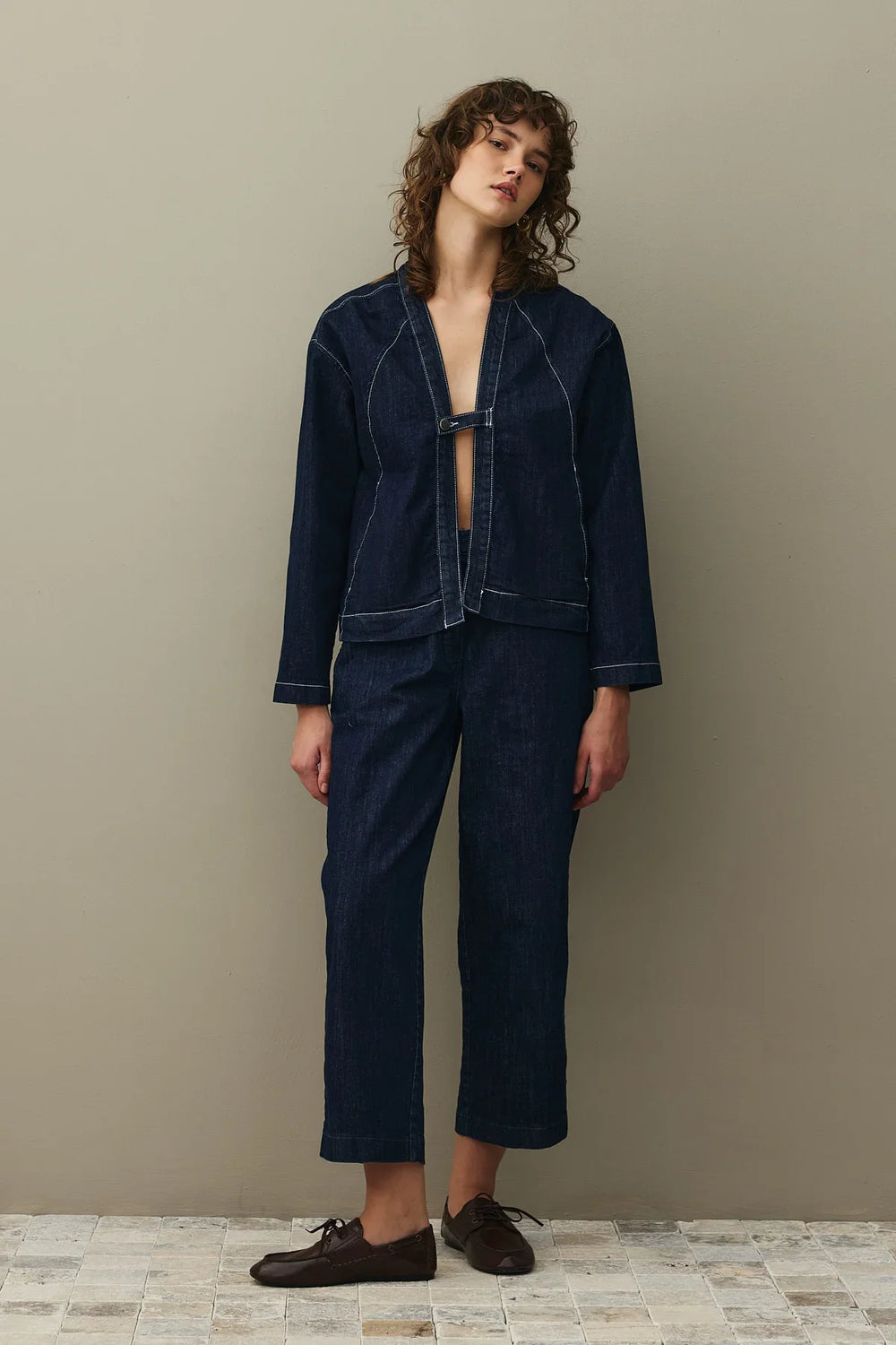 Denim Kimono Jacket Dark Blue