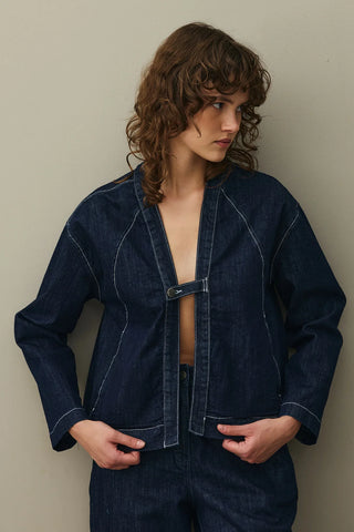 Denim Kimono Ceket Koyu Mavi
