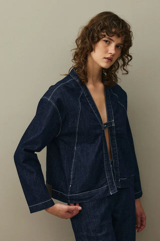 Denim Kimono Ceket Koyu Mavi
