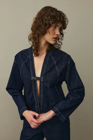 Denim Kimono Ceket Koyu Mavi