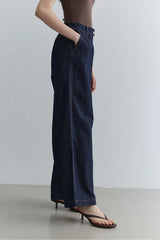 Denim Palazzo Pantolon Lacivert