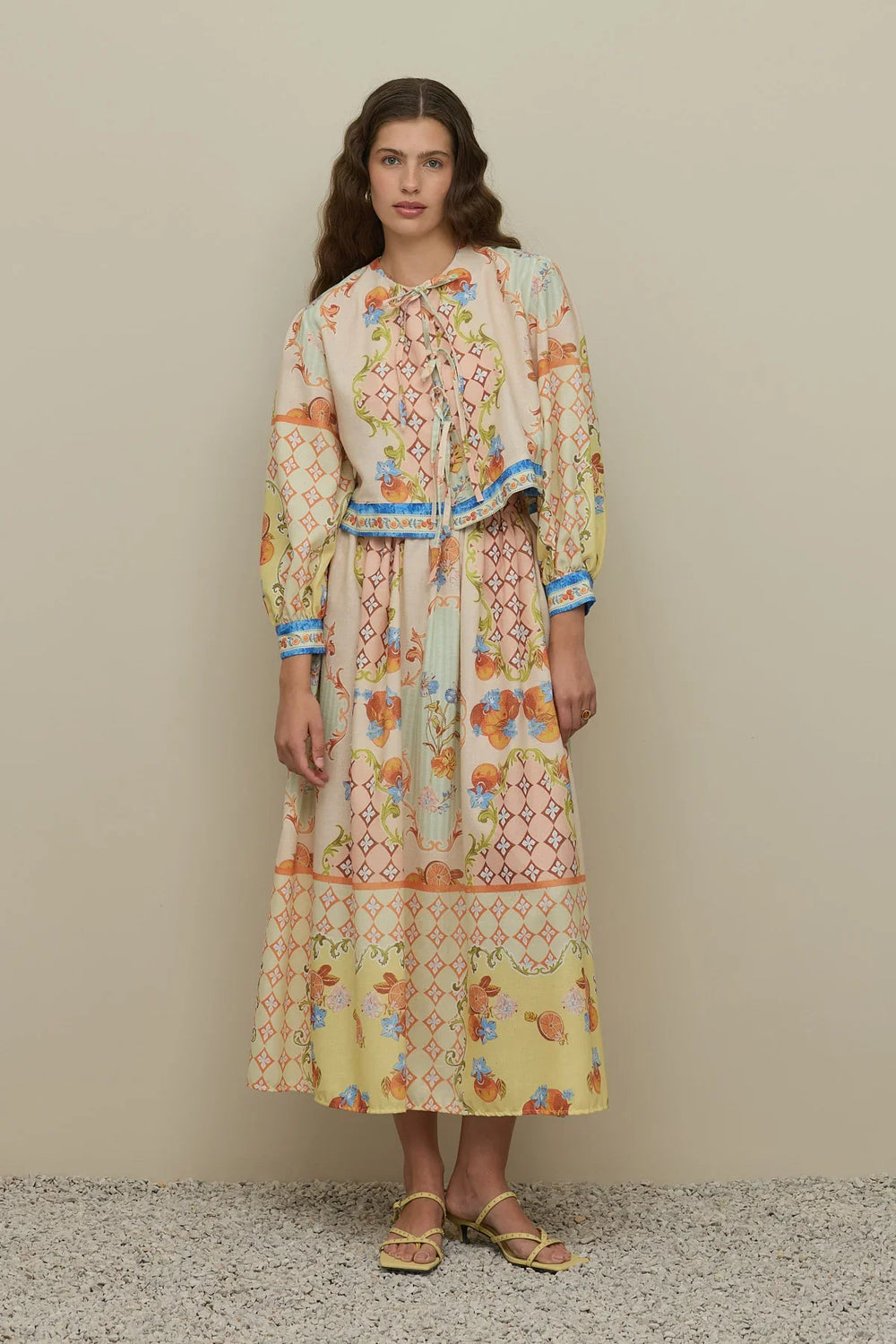 Patterned Skirt Set Natural