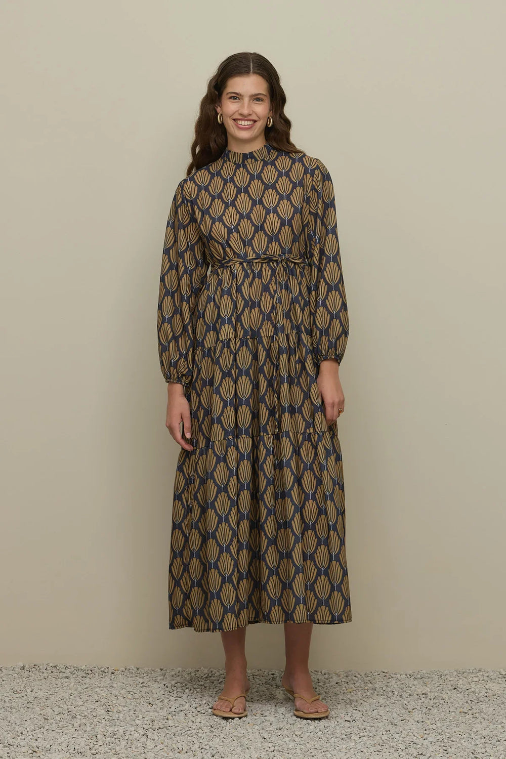 Patterned Layered Dress Green