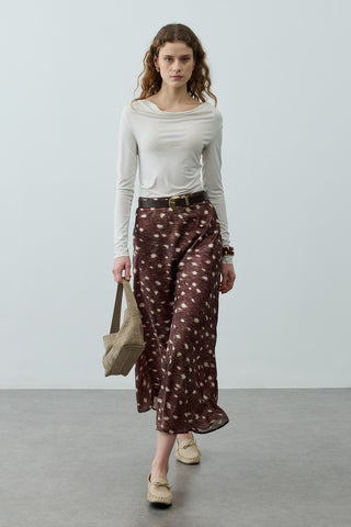 Desenli Twill Etek Kahverengi