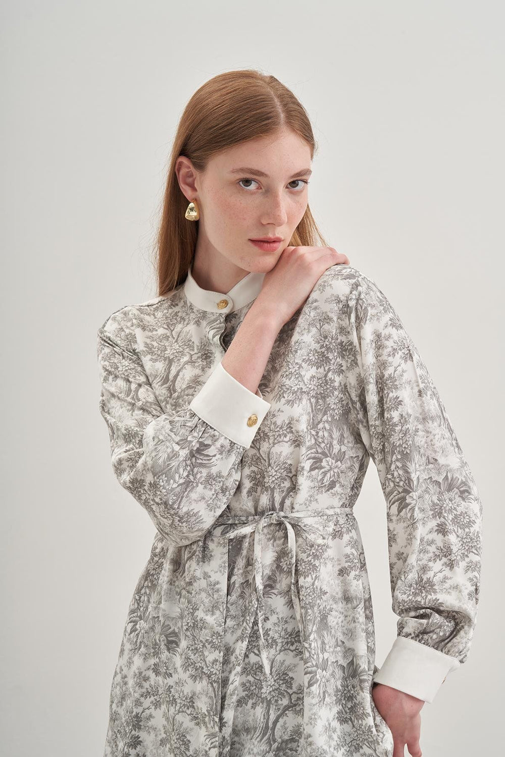 Patterned Viscone Shirt Gray
