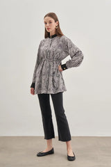 Desenli Viscone Gömlek Siyah