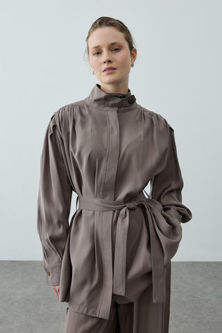 Dik Yaka Büzgülü Takım Vizon