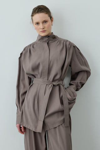 Dik Yaka Büzgülü Takım Vizon