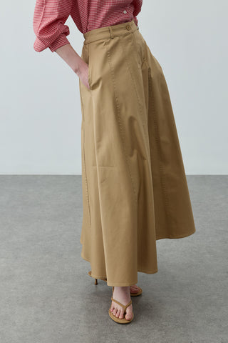 Dikiş Detaylı Gabardin Etek Camel