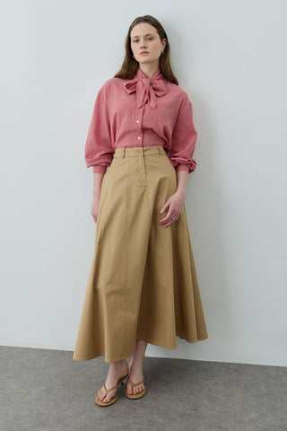 Dikiş Detaylı Gabardin Etek Camel