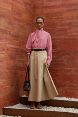 Dikiş Detaylı Gabardin Etek Camel