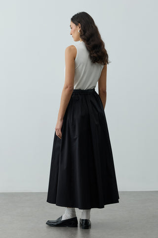 Dikiş Detaylı Gabardin Etek Siyah