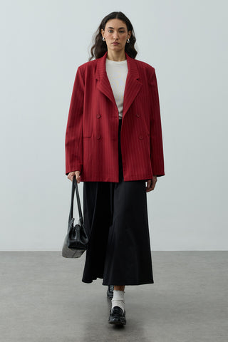 Dikiş Detaylı Gabardin Etek Siyah