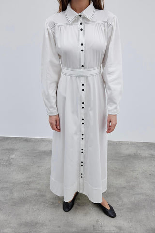 Dikişli Elbise Ekru - Fahhar Design