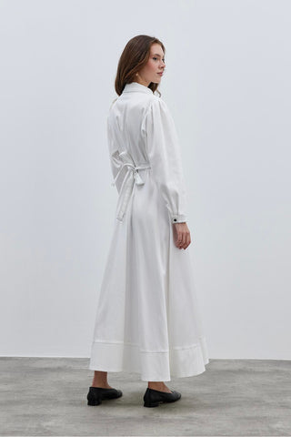 Dikişli Elbise Ekru - Fahhar Design