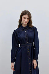 Stitched Dress Denim Blue