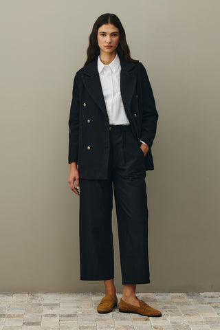 Textured Double Breasted Blazer Jacket Black