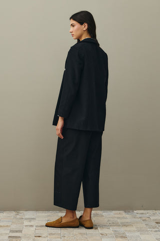Textured Double Breasted Blazer Jacket Black