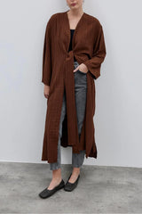 Dokulu Rahat Kadın Kimono Kahverengi