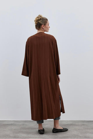 Dokulu Rahat Kadın Kimono Kahverengi