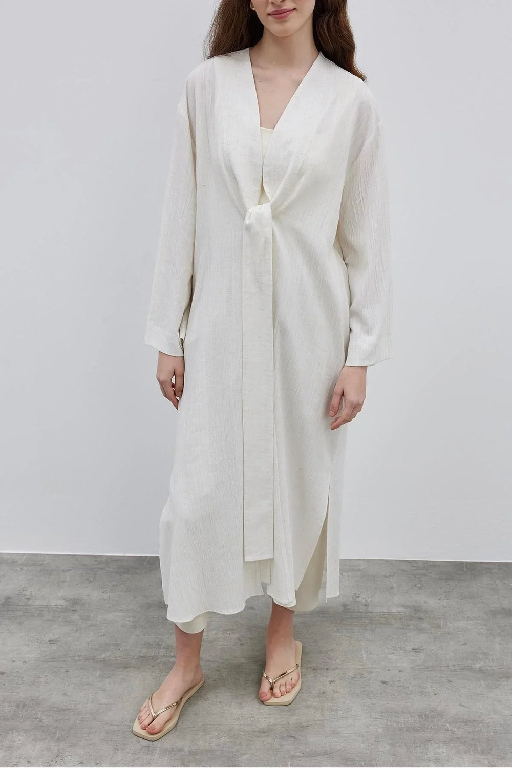 Textured Comfortable Women's Kimono Cream