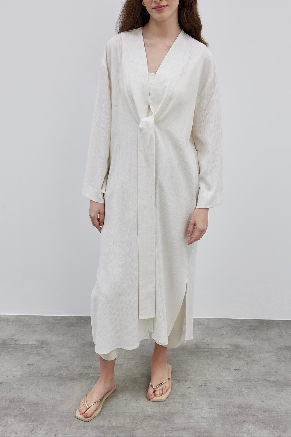 Textured Comfortable Women's Kimono Cream
