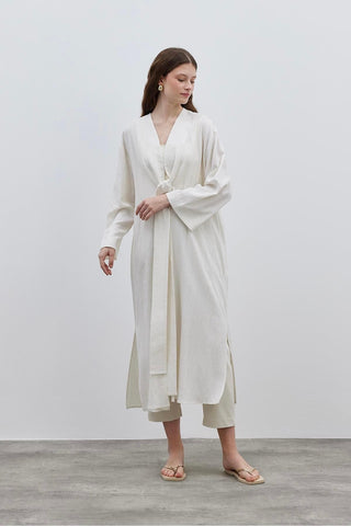 Textured Comfortable Women's Kimono Cream