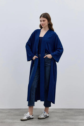 Dokulu Rahat Kadın Kimono Mavi - Fahhar Design